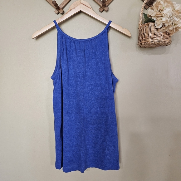 Halston 100% Linen Blue Tank Top Size Small Lightweight Summer Blouse - Picture 5 of 5